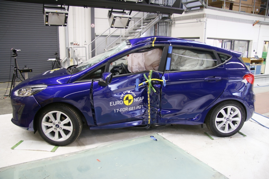 Ford Fiesta after pole crash test.